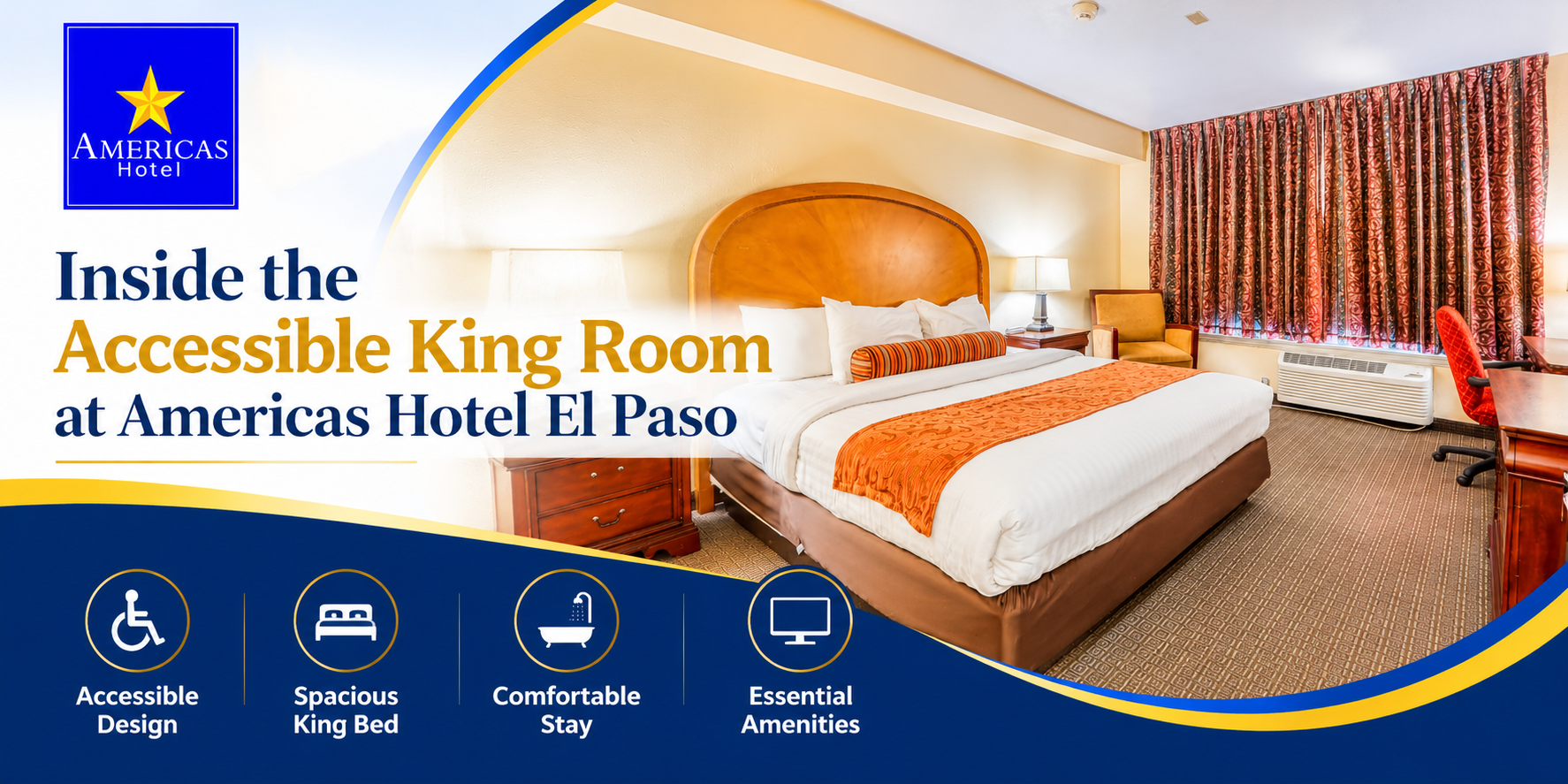Accessible King room in El Paso at Americas Hotel El Paso with one king bed